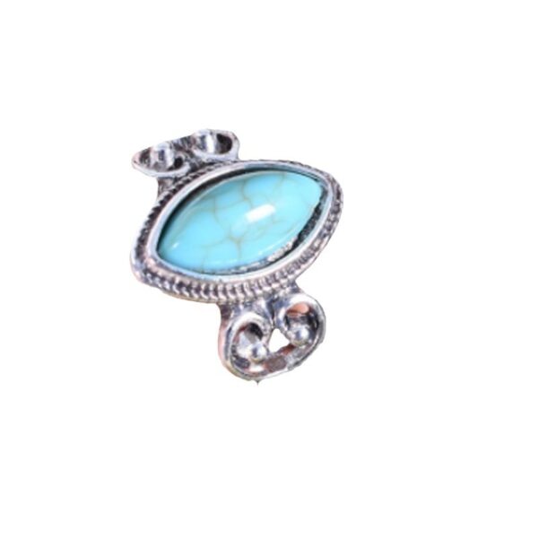 oly-c3497e379edda734941969f2ddb90ddf Wholesale Zinc Alloy Turquoise Textured Ring Antique Silver Vintage Geometric Design Statement Jewelry For Women Boutique Fashion Accessory