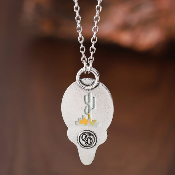 oly-c394ff4c1ed4a3649b1b647c07c31a1a Wholesale Retro Cactus Pendant Necklace Irregular Oil Drop Design Antique Silver Tone Chic Jewelry Accessory For Gift And Boutique Resale