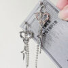 Wholesale Zinc Alloy Heart Rhinestone Tassel Drop Earrings Y2K Boho Chic Fashion Jewelry Accessory Boutique Resale Gift