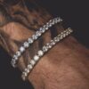 Wholesale Silver Alloy Men S Hip Hop Rhinestone Bracelet Fashion Jewelry Accessory Gift