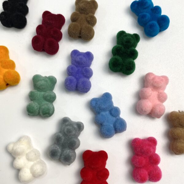 oly-c437e045f2dba15016430b8d2ce659e9 Wholesale Colorful Flocked Bear Beads Acrylic DIY Charm Supplies for Jewelry Making Earrings Fashion Accessory