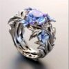 oly-c45e0c09cd89fe17ac5d13f70fb86baa Wholesale Electroplated Zinc Alloy Silver Tone Iris Flower Enamel Ring With Colorful Zircon Stylish Fashion Accessory For Boutique Resale