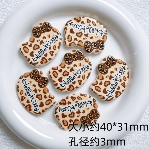 oly-c4a7d3017d17d30767f2fb0e2af484f6 Wholesale Acrylic Loose Beads Light Coffee Cartoon Cat Leopard Print for DIY Phone Charm Bag Charm Craft Supply