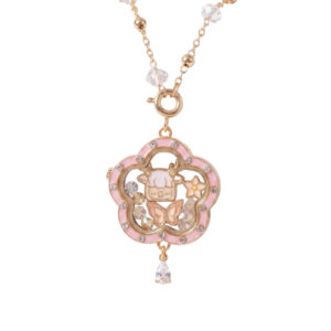Pink Flower Glass Photo Box Necklace