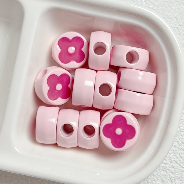 Wholesale Two-Tone Four Leaf Clover Acrylic Beads Oil Drip Painted Large Hole DIY Phone Charm Craft Supply