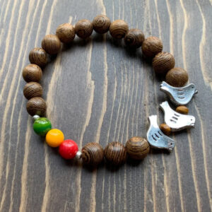 Wholesale Vintage Colorful Stone Wood Bracelet With Creative Bird Design Stylish Unisex Jewelry Accessory For Everyday Wear And Gift