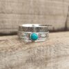Wholesale Antique Finish Silver Tone Alloy Bohemian Vintage Embossed Turquoise Ring For Men And Women