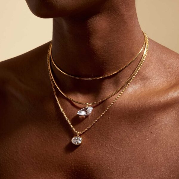 Wholesale Trendy Stainless Steel Geometric Zircon Oval Necklace For Women 18K Gold Plated Fashion Jewelry Accessory Boutique Resale