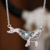Wholesale Retro Whale Pendant Necklace With Turquoise Accent Antique Silver Finish Bohemian Jewelry Accessory For Gift