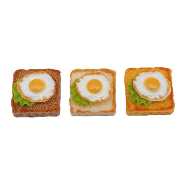 oly-c5b74c9cfd63b0f57605eda2259bad59 Wholesale Trendy Simulation Toast Egg Miniature Resin Charms DIY Craft Supplies for Hair Clips Keychains Bag Charms and Fridge Magnets