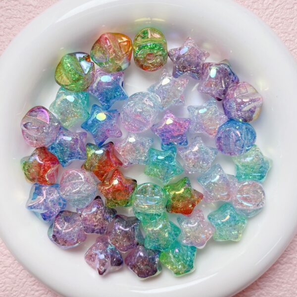 oly-c5b8b9f1d155a1f64186337669297a13 Wholesale Acrylic Star Loose Beads Electroplated Two-Tone Burst Floral Pattern for DIY Jewelry Making and Phone Charms