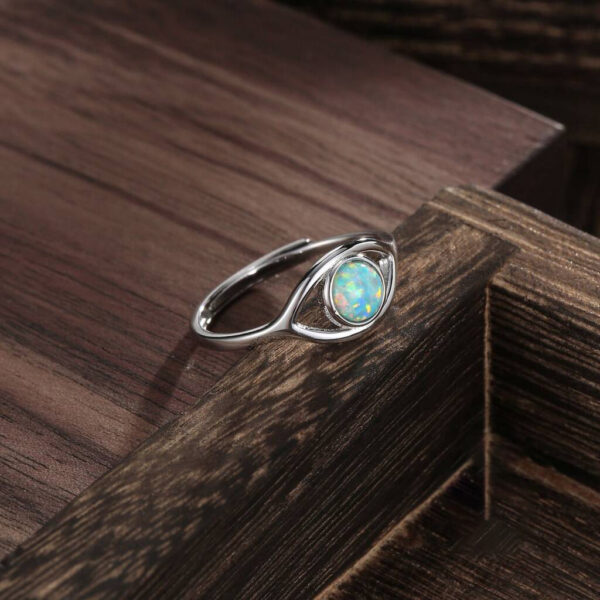 Wholesale Evil Eye Opal Ring Electroplating Copper Adjustable Women S Boutique Resale Jewelry Accessory