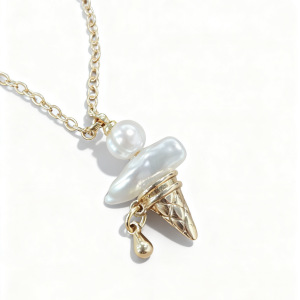 5 water drop pendant ice cream pearl necklace (imitation pearl)