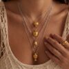 Wholesale Retro Fruit Pendant Necklace Electroplating Copper Pomegranate Charm Electroplated Copper Jewelry Accessory For Boutique Resale
