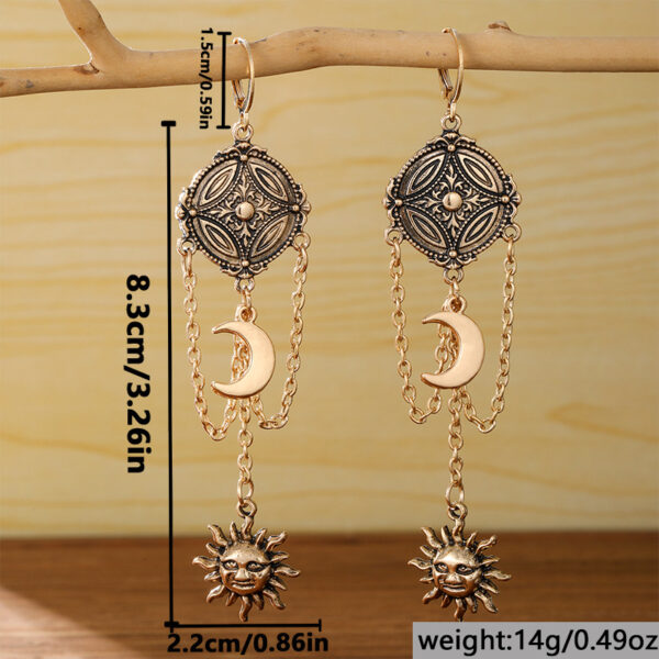 Wholesale Retro Sun Moon Tassel Earrings Silver Zinc Alloy Minimalist Women S Fashion Jewelry Gift Resale