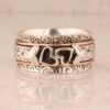 Wholesale Retro Boho Heart Wide Band Ring For Women Silver Electroplated Zinc Alloy Jewelry Accessory For Boutique Resale