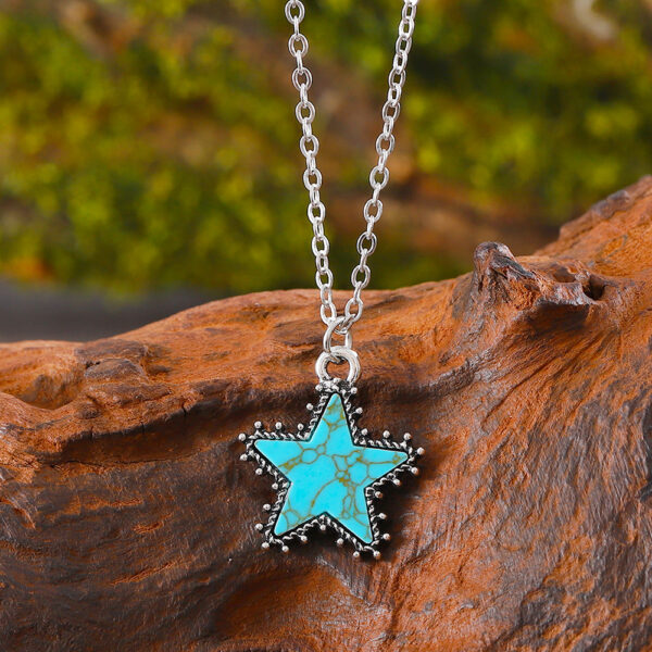 oly-c67d79b86dd228b0aea5ad25d682280b Wholesale Trendy Western Turquoise Star Earrings Necklace Set Vintage Electroplated Zinc Alloy Jewelry For Party Boutique Resale