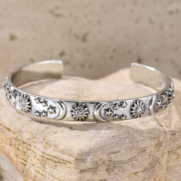 Wholesale Vintage Sun Star Moon Open Bangle Bracelet Gold Tone Metal Women S Fashion Jewelry Gift
