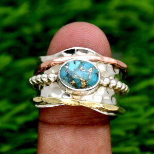 Wholesale Chic Vintage Turquoise Rotating Ring Alloy Jewelry Multicolor Gift Everyday Wear