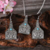 oly-c6efc9895e032f0b85fd0cc7958305a6 Wholesale Retro Turquoise Irregular Pendant Necklace Ancient Silver Finish Trendy Fashion Accessory For Daily Wear
