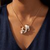 Wholesale Stainless Steel Electroplated Cat Pendant Necklace With Zircon Pet Theme Jewelry Trendy Fashion Accessory For Resale