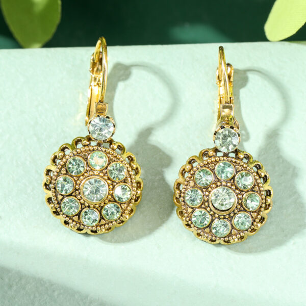 Wholesale Retro Geometric Gemstone Pendant Earrings For Women Zinc Alloy Electroplating Tone Zinc Alloy Fashion Jewelry Boutique Resale Gift