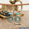Wholesale Retro Bohemian Turquoise Earrings Alloy Hollow Geometric Design Fashion Jewelry Accessory For Party