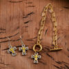 oly-c76a286a7fd578e1ab8caba2e31b2c95 Wholesale Zinc Alloy Retro Gold Silver Tone OT Buckle Cross Bracelet Fashion Jewelry Gift For Resale