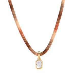 Square Maillard-colored cord necklace
