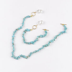 Ot buckle turquoise bracelet necklace set