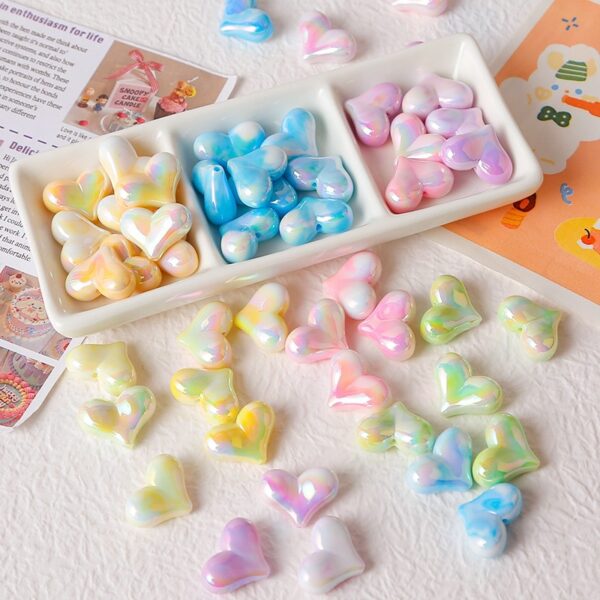 Wholesale Electroplated Cream Heart Acrylic Beads for DIY Phone Strap Car Hanging Bracelet Necklace Trendy Jewelry Accessory