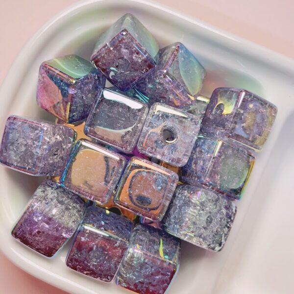 oly-c85ef7571d537caf4ff04dd37f9f0425 Wholesale 16mm Acrylic Burst Floral Two Color Gradient Square Large Hole Loose Beads for DIY Phone Charm Jewelry Making Fashion Accessory Gift