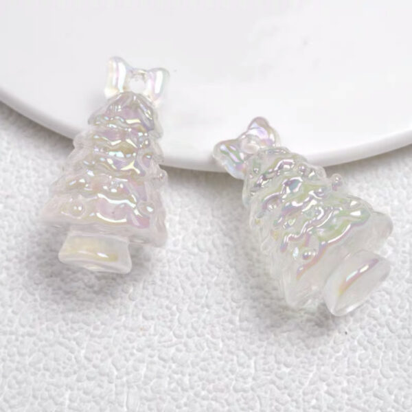 Wholesale Christmas Tree Acrylic Charm Pendant, Light Pink DIY Phone Charm and Car Key Accessory, Festive Bag Charm for Boutique Resale