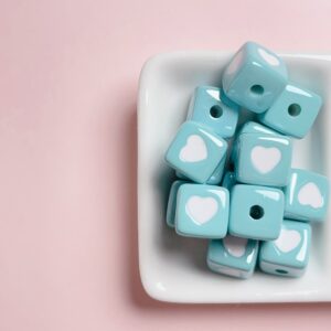 13-Baked White Green Square / Size about 12*12mm, aperture about 3mm