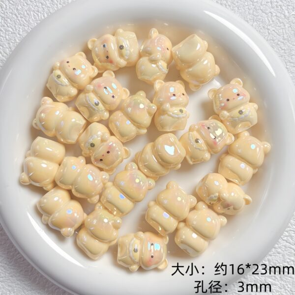 Wholesale Trendy 3D Cartoon Bear Resin Loose Beads UV Plated for DIY Phone Charm Keychain Jewelry Accessory