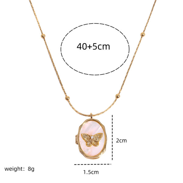 Wholesale Vintage Butterfly Shell Locket Necklace Openable Photo Frame Pendant Jewelry Fashion Accessory