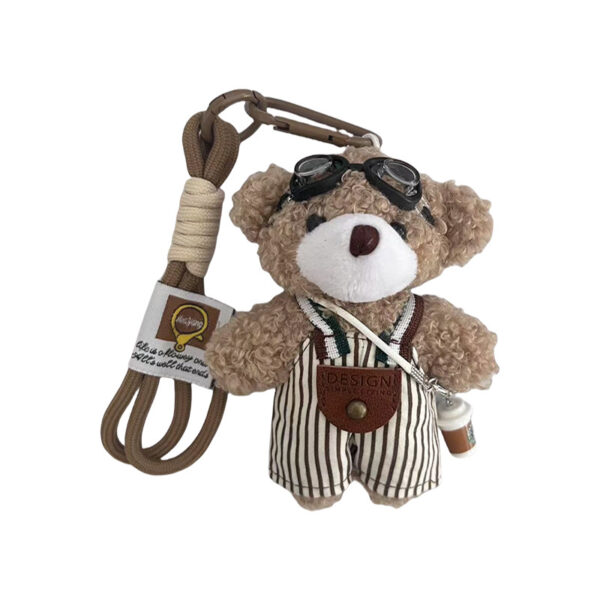 oly-c9a2aafd90512104d83c62221154d695 Wholesale Cute Plush Bear Keychain Wearing Glasses And Striped Overalls Adorable Stuffed Car Key Accessory Chic Bag Charm For Birthday Gift