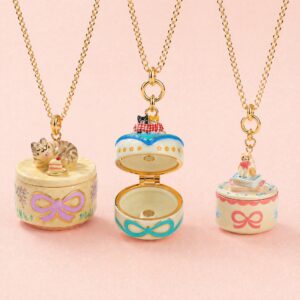 oly-c9a6e5f3cceb38cf11d421f4e3216589 Wholesale Stylish 3D Cat Openable Pendant Necklace Copper Electroplated Pink Bow Book Design Fashion Accessory For Resale