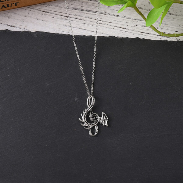 oly-c9feaabe59f92b85bd919095a8a57af4 Wholesale Zinc Alloy Punk Dragon Music Note Pendant Necklace Silver Tone Men S Fashion Accessory Gift And Boutique Resale