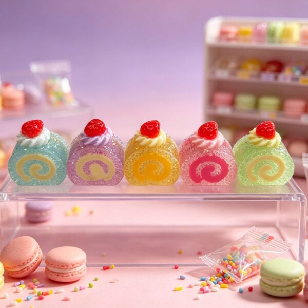 oly-ca1d6a6d105a6f03d7995390520271f5 Wholesale Resin Strawberry Swiss Roll Glitter Keychain Hair Clip DIY Cake Charm Fashion Accessory Gift