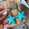 Wholesale Retro Five Point Star Drop Earrings For Women Silver Alloy Western Style Jewelry Trendy Party Fashion Accessory Boutique Resale