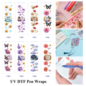 Wholesale 2/8/16pcs Watercolor Butterfly Crystal Inspirational Floral Pen and Bookmark Stickers UV DTF Wraps