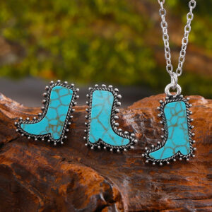 oly-cace5de65840bc8cfa5a4785675efa52 Wholesale Retro Cowboy Boot Turquoise Earrings Set Bohemian Fashion Jewelry Accessory