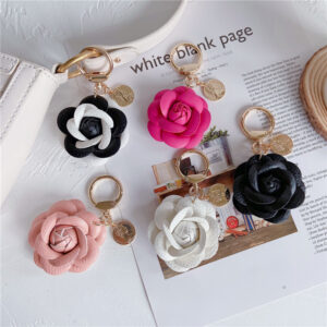 oly-caec4d7faff7fdf749cb0de869f63fb3 Wholesale Leather Camellia Flower Keychain Cute Bag Charm Car Key Accessory Stylish Gift For Women