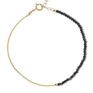 Black beaded half gold bracelet