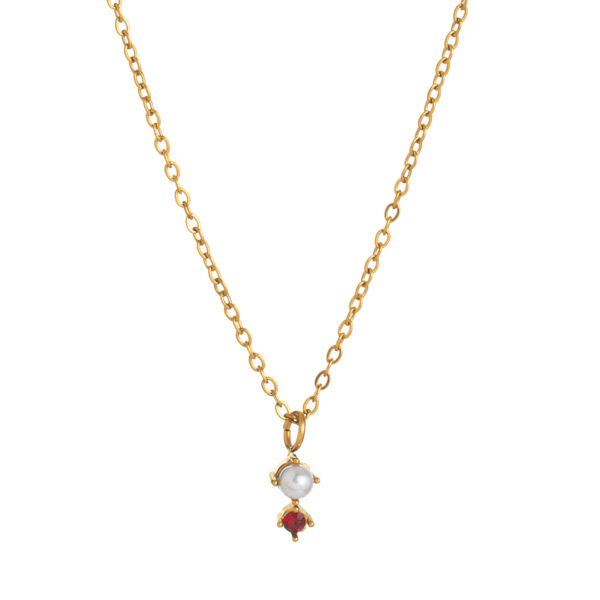 Wholesale Trendy Titanium Steel 12 Birthstone Zircon Pendant Necklace Geometric Monthly Stone Jewelry For Women Fashion Accessory For Resale