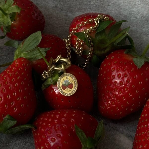 oly-cb40077f7886460209f46394e237a4dd Wholesale Strawberry Summer Fruit Party Necklace For Women Titanium Steel ElectroplatedWith Pearl Accent Fashion Jewelry Accessory