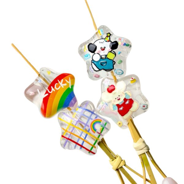 oly-cb647d3742c051eb5efd36ab7c345e05 Wholesale Cute Puppy Rainbow Star Printed Acrylic Loose Beads for DIY Phone Charm Jewelry Making Bag Charm Resale Accessory