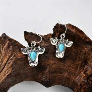 A pair of bull head pendant ear hooks