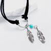 oly-cb9991fb8f5dbc2da6d8aee01c61ed17 Wholesale Silver Alloy Handmade Braided Rope Feather Necklace Trendy Jewelry Accessory For Party And Everyday Wear